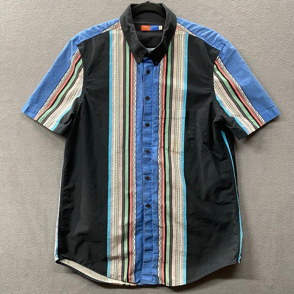 Opening Ceremony Striped Western Button‎ Down Short Sleeve Shirt Mens XL Cotton